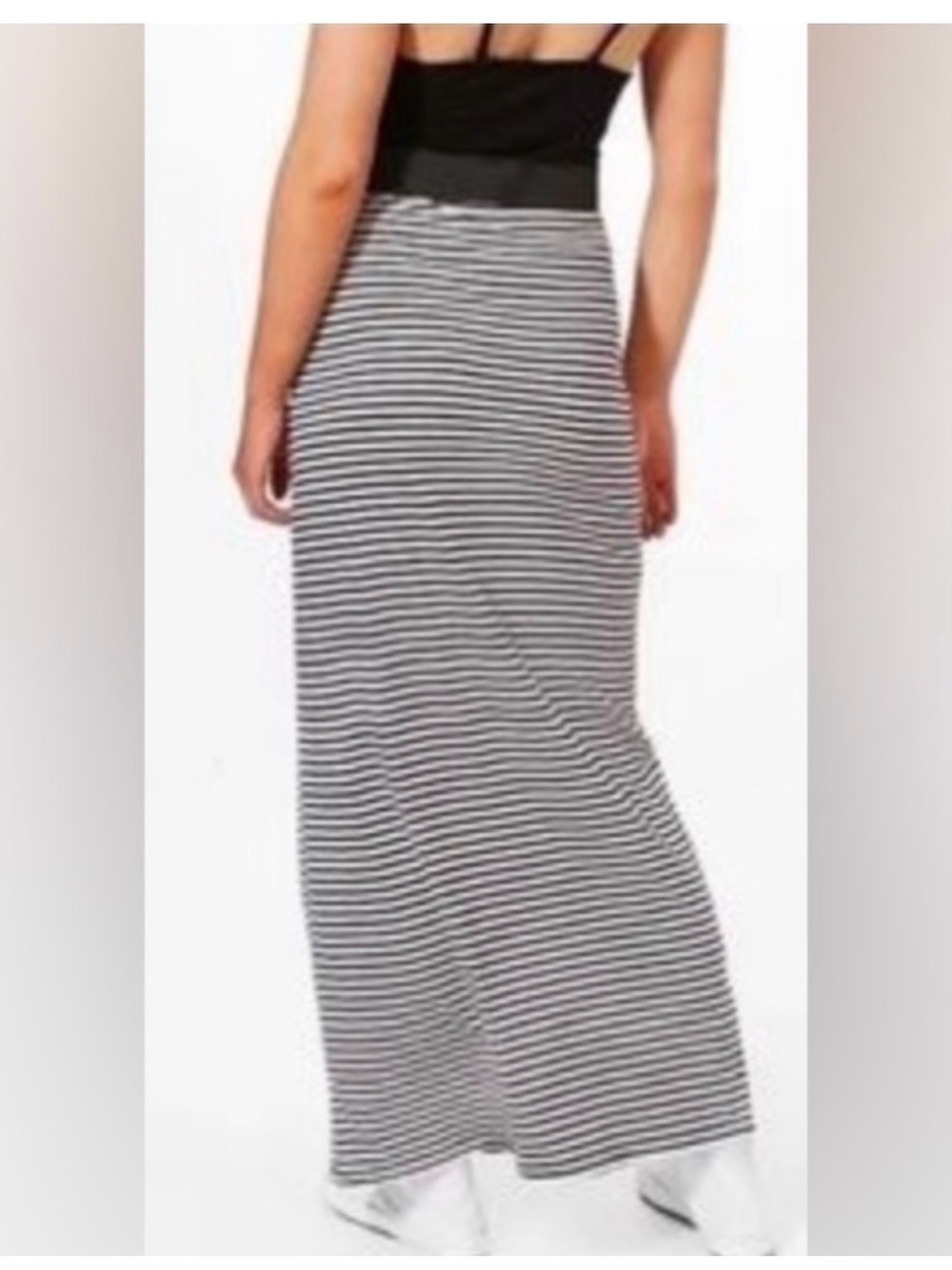 Lou & Grey LOFT Striped Maxi Skirt Medium‎ Black Cream